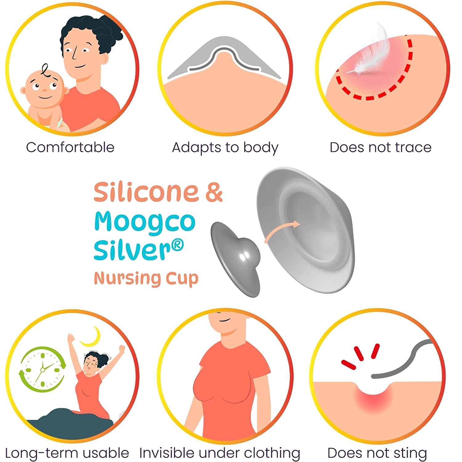 The Original Silver Nursing Cups with Silicone Pads - Experience the D –  MOOGCO The Original Silver Nursing Cups